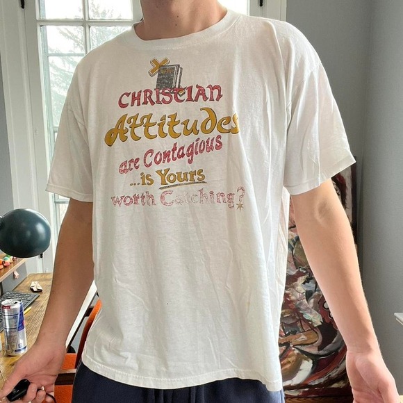 American Vintage Other - Vintage Christian "Is yours worth catching" Tee Large White